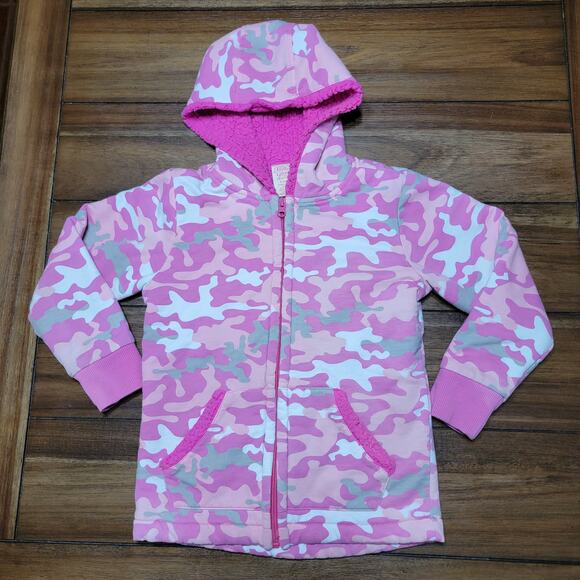 Faded Glory Other - Faded Glory Pink Camo Hooded Sherpa Lined Jacket - Size Small (6/6x)